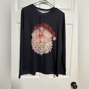 Black Long Sleeve Shirt with Santa NWT